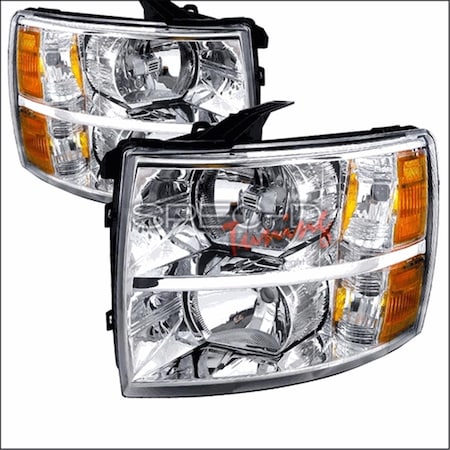 Overtime Crystal Housing Headlights for 07 to 12 Chevrolet Silverado; Chrome - 20 x 17 x 19 in. OV1187801